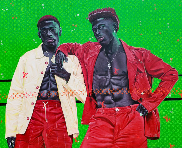 Anjel - Fraternity - 2020 - 130cm H x 160cm W - Acrylic and silk screen print on canvas