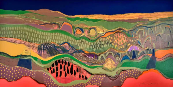 Miska MOHMMED - Drought, acrylic and markers on canvas, 90x177 cm
