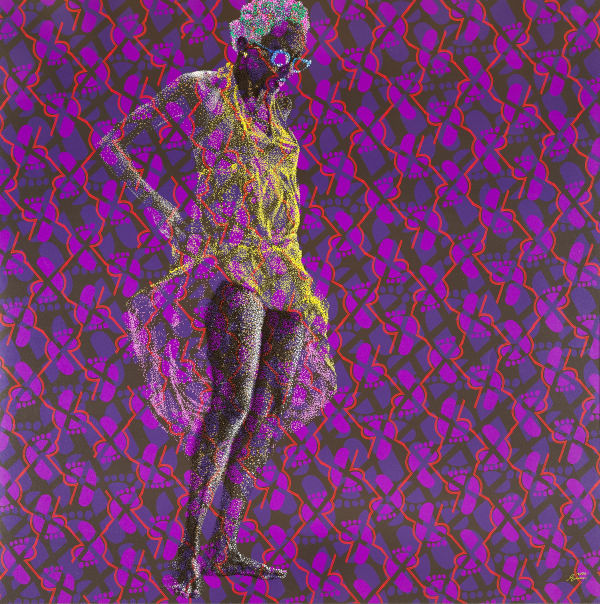 Evans Mbugua - Guturamira-Ngania - 2020 - 100cm x 100cm - Oil on plexiglass and photo paper