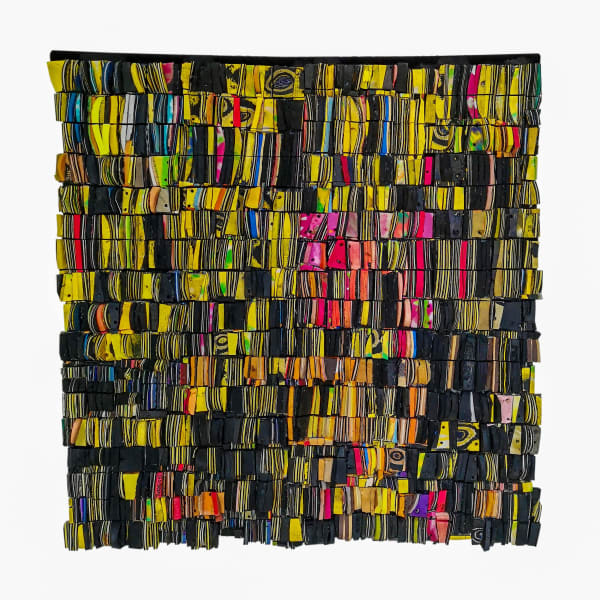 Patrick Tagoe-Turkson - Mpua - 2021 - 124cm H x 119cm W - Found upcycled Flip-flops on suede