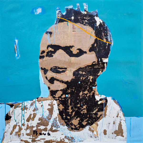 Armand Boua - Petit Abobolais - 2024 - 109cm x 109cm - Mixed media on canvas