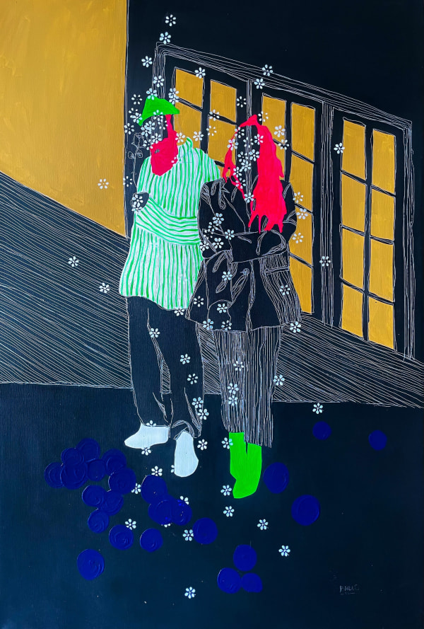 Moustapha Baidi Oumarou - La symphonie - 2022 - 150cm H x 100cm W - Acrylic and ink on canvas