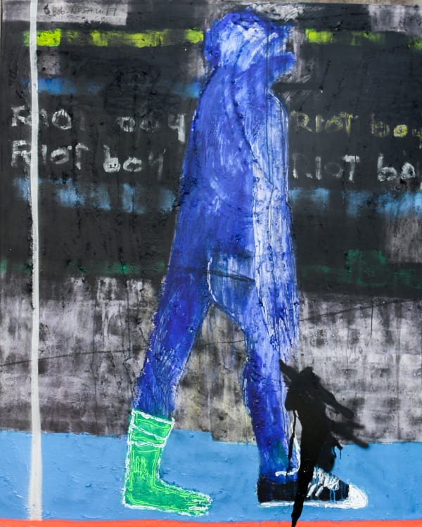 Bob-Nosa - Angry boy - 2019 - 168cm H x 137cm W - Acrylic and spray paint on textured canvas