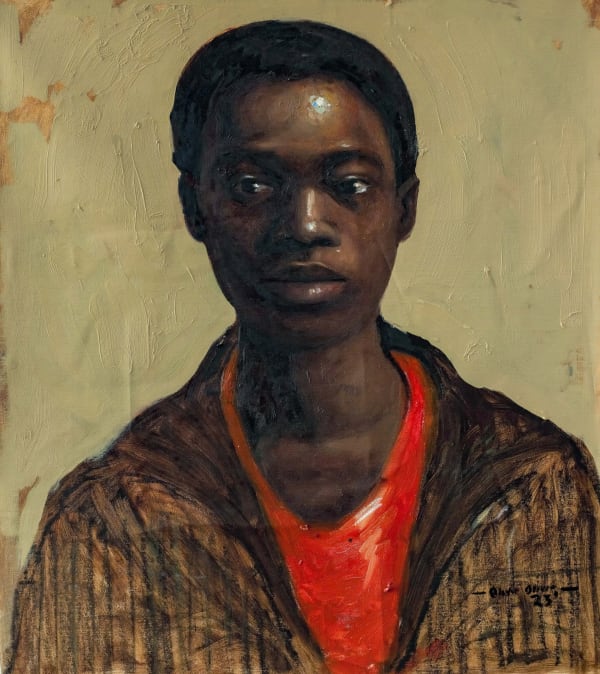 Oliver Okolo - Silence isn't virtues - 2023 - 61cm H x 53cm W - 24in H x 21in W - Oil and pastel on canvas
