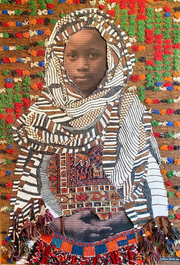 Marion Boehm - Khadija - 2021 - 134cm H x 92cm w - Mixed media collage on paper