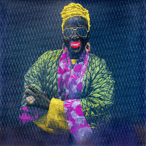 Evans Mbugua - I believe. I can. - 2017 - 100cm x 100cm - Oil on plexiglass and photo paper
