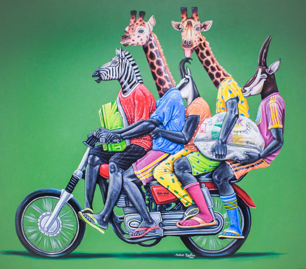 Abdias Ngateu - Le dimanche matin - 2021 - 120cm H x 140cm W - Acrylic on canva