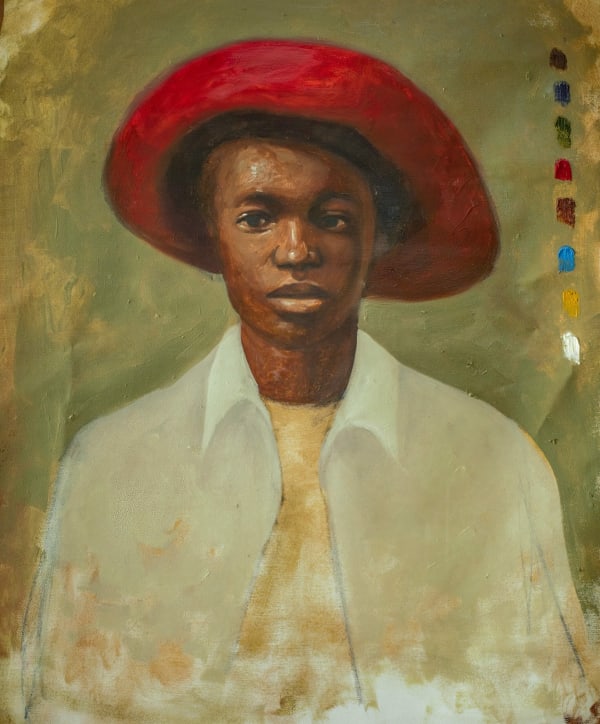 Oliver OKOLO, Portrait of a Boy in Red Hat, 2023
