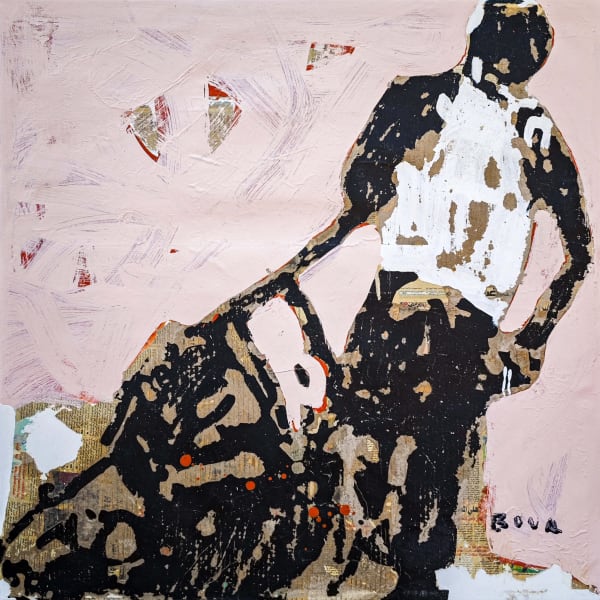 Armand Boua - Aide Maçon I - 2024 - 107cm x 107cm - Mixed media on canvas