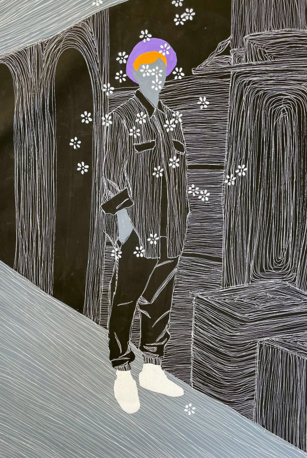 Moustapha Baidi Oumarou - Univers positif 2 - 2021 - 90cm H x 60cm W - Acrylic, pigments and ink on canvas
