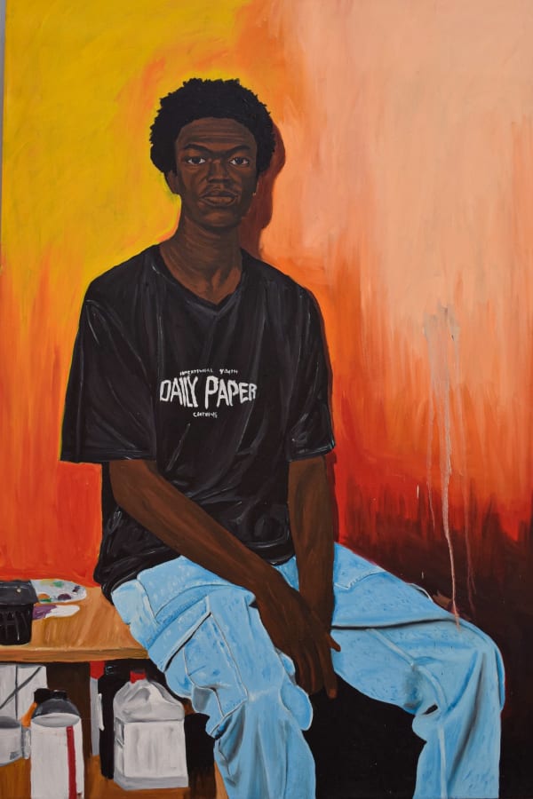 Matthew Eguavoen - You have freedom- now but you’re not using it - 2022 - Acrylics and oil on canvas