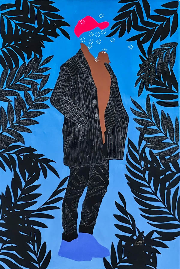 Moustapha Baïdi Oumarou - Solitaire - 2020 - 180cm H x 120cm W - Acrylic and pen on canvas