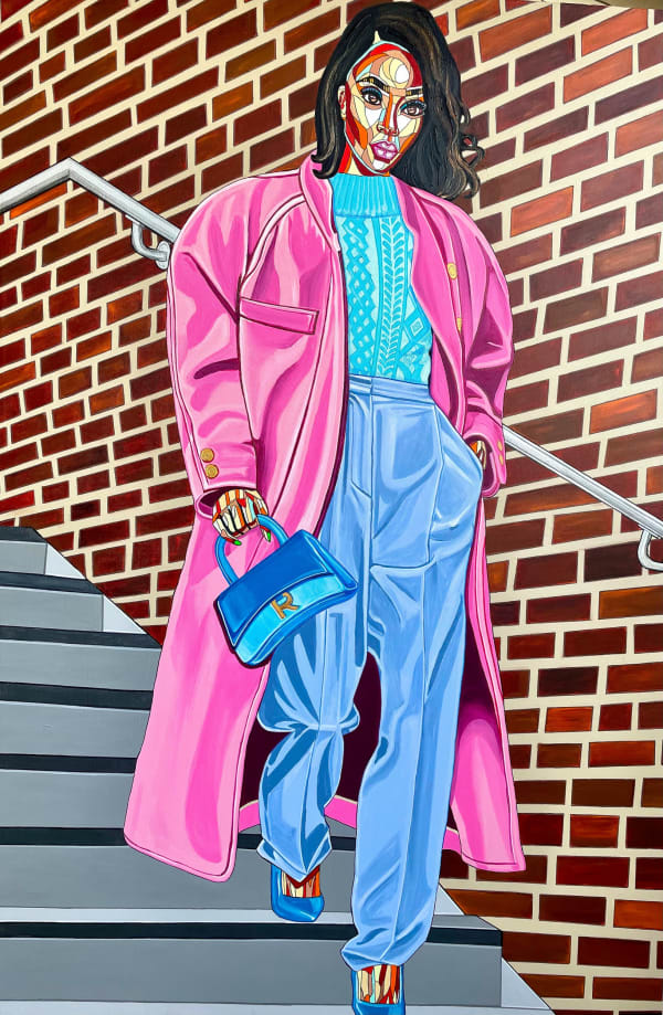 Pink Coat- 2022 - 72h x 48w in - Acrylic and ink on canvas