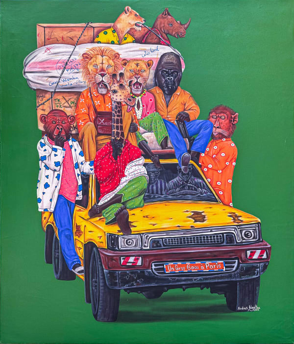 Abdias Ngateu - Un gros gaou à Paris - 2023 - 139cm H x 119cm W - Acrylic on canvas