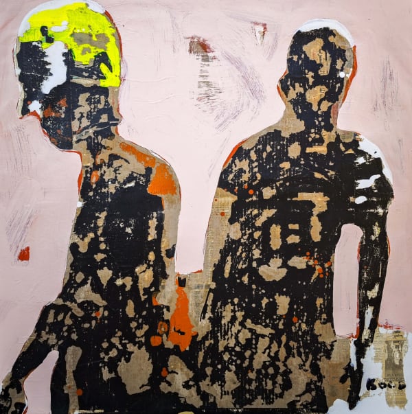 Armand Boua - Aide Maçon III - 2024 - 107cm x 107cm - Mixed media on canvas