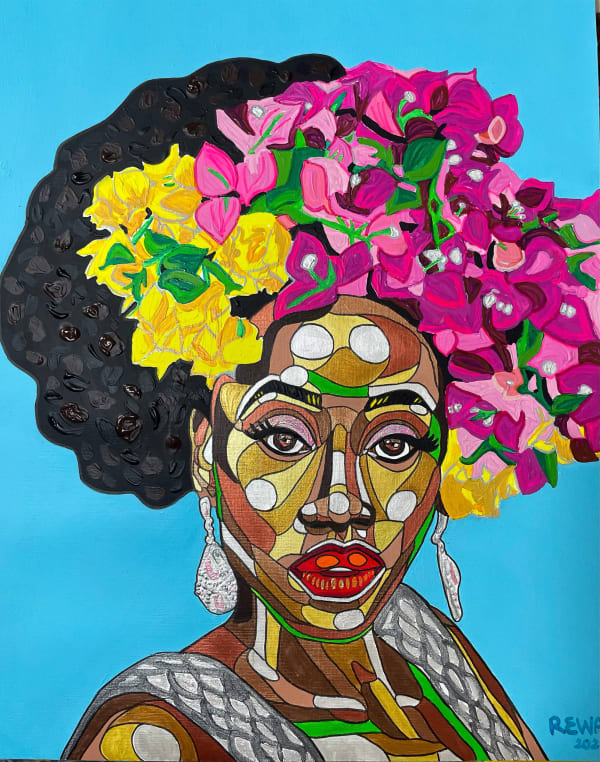 REWA - Kaline II - 2021 - 59,5cm H x 42cm W - Acrylic and ink on paper