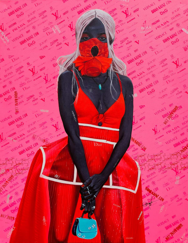 Anjel - CO-VIDE - 2020 - 140cm H x 110cm W - Acrylic and silk screen print on canvas
