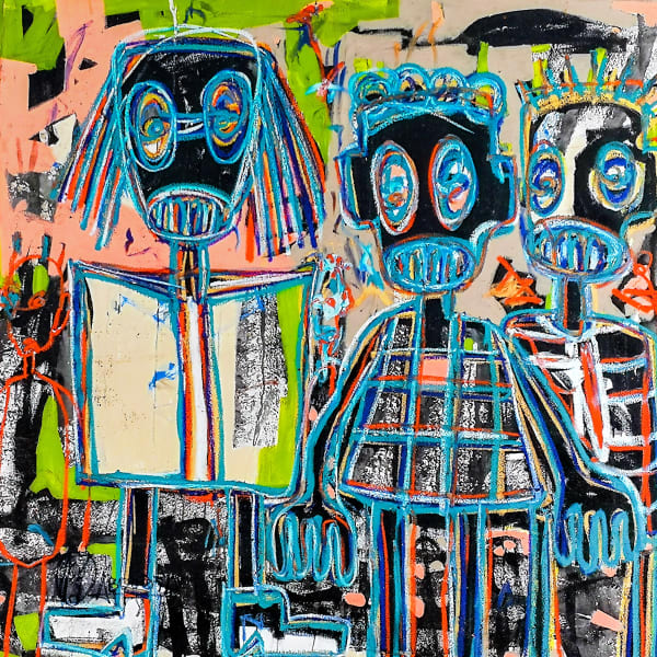 Aboudia - La lectrice - 2018 - 150x150cm - Acrylic and oil pastels on canvas