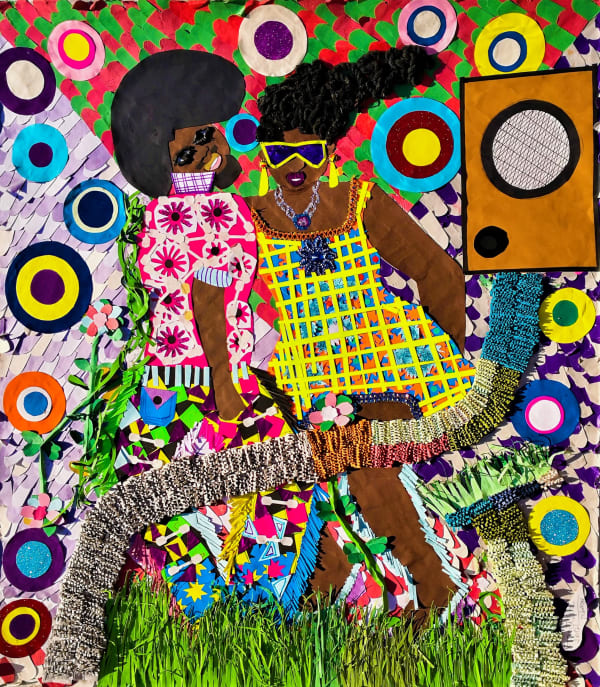 Francklin Mbungu - Mon coeur - 2019 - 90cm H x 80cm W - Collage on canvas