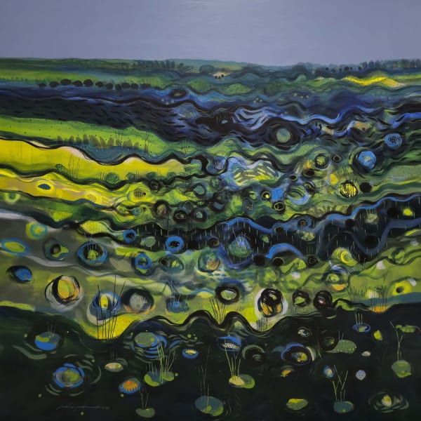 Miska Mohmmed - Ebb and Bloom - 2025 - 140cm x 140cm - Acrylic and markers on canvas