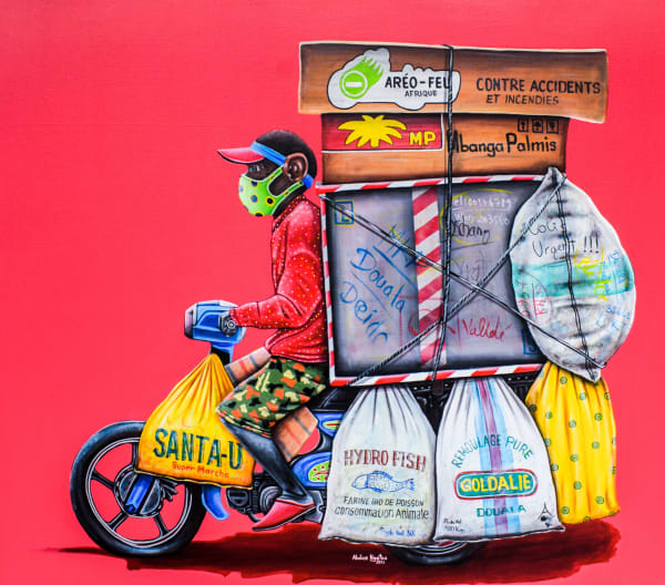 Abdias Ngateu - Le coursier 3 - 2021 - 120cm H x 130cm W - Acrylic on canvas