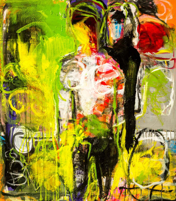 Francis Mampuya - La détente - 2021 - 109cm H x 95cm W - Acrylic and oil on canvas