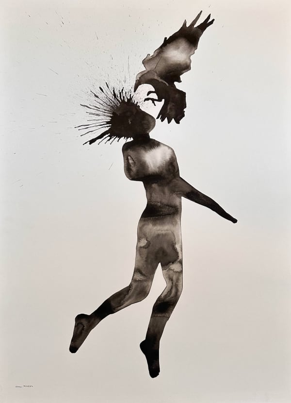 Onyis Martin - Crownation III - 2023 - 75cm H x 55cm W - Indian ink, graphite on water color paper