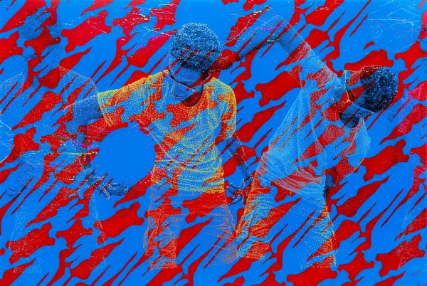Evans Mbugua - WeRe All Spinning-Round The Same Sun 1- 2022 - 100x150cm - Oil, acrylic, perspex