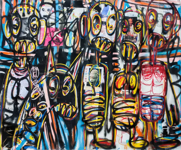Aboudia - Fashion - 2017 - 150cm H x 180cm W - Acrylic, collage and oil pastels on canvas
