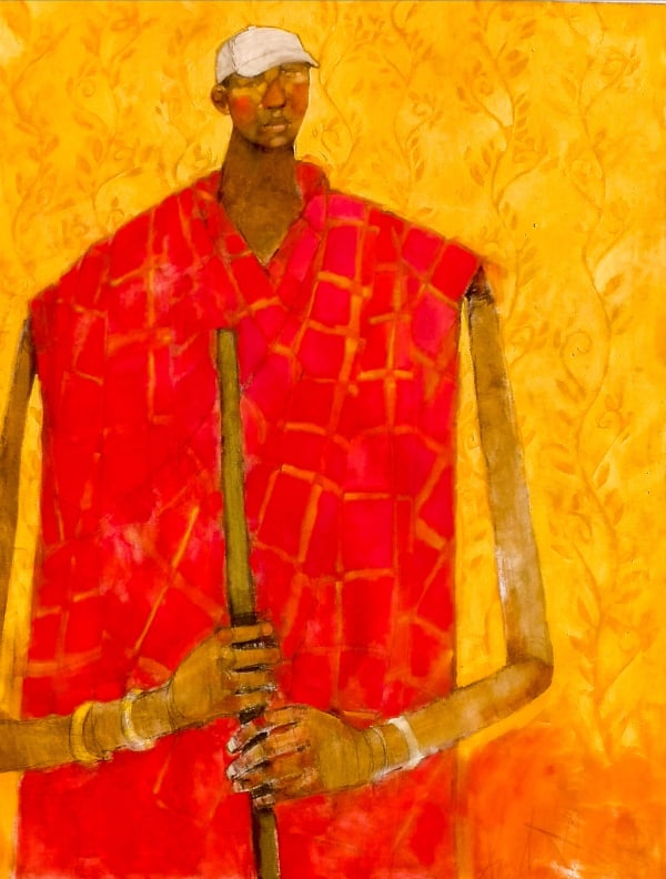 Olivia Mae Pendergast - Young Masaai Herder - 2019 - 122cm H x 91cm W - Oil on canvas