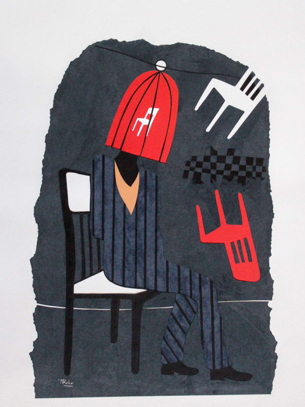David Thuku - Series "Empty seats" - Untitled VII - 2019 - 76,5cm H x 57cm W - Papercuts (sgraffito)