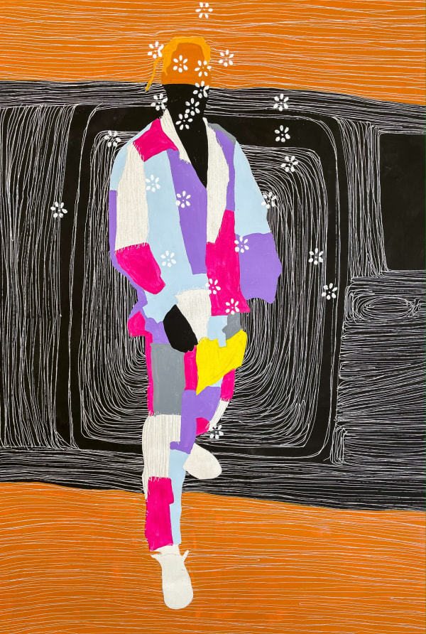 Moustapha Baidi Oumarou - Univers positif 1 - 2021 - 90cm H x 60cm W - Acrylic, pigments and ink on canvas