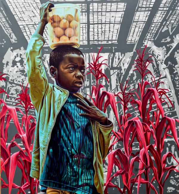 Daniel Onguene - Saison de courage - 2022 - 119cm H x 111cm W - Acrylic on canvas