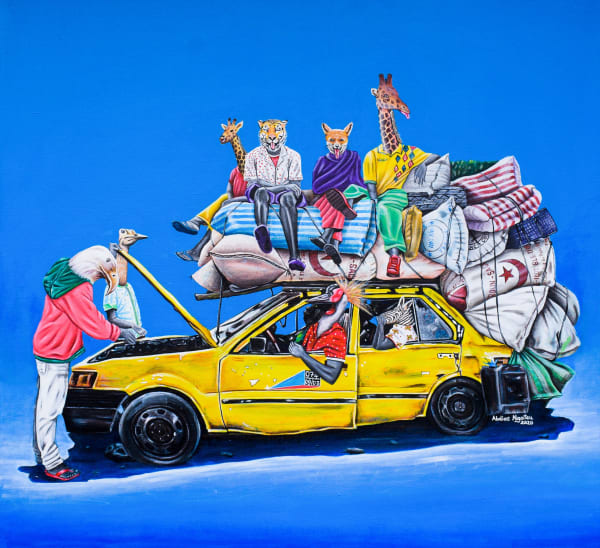 Abdias Ngateu - Taxi-Brousse I - 2020 - 119cm H x 130cm W - Acrylic on canvas