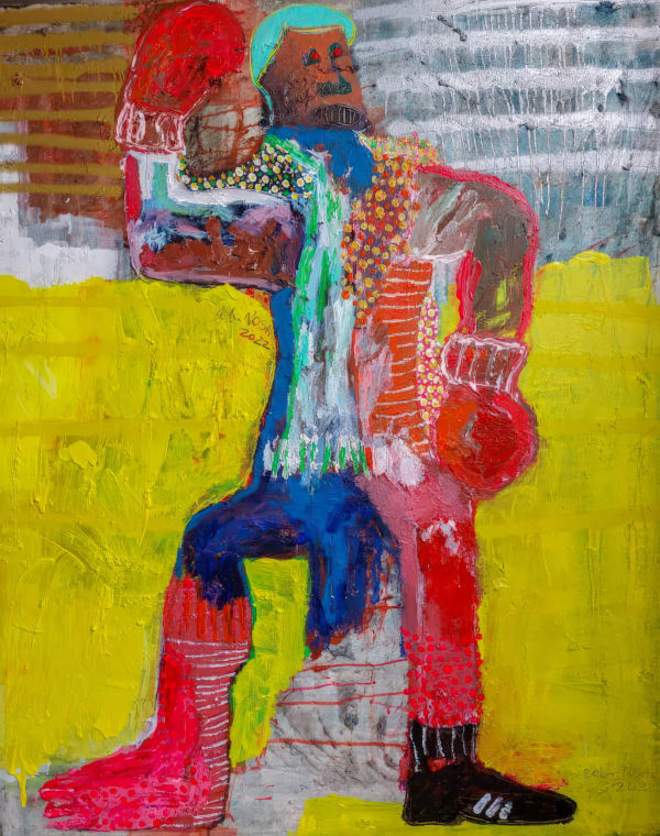 Bob-Nosa - The pan-Africanist - 2022 - 153cm H x 123cm W - Acrylic, spray paint on textured canvas