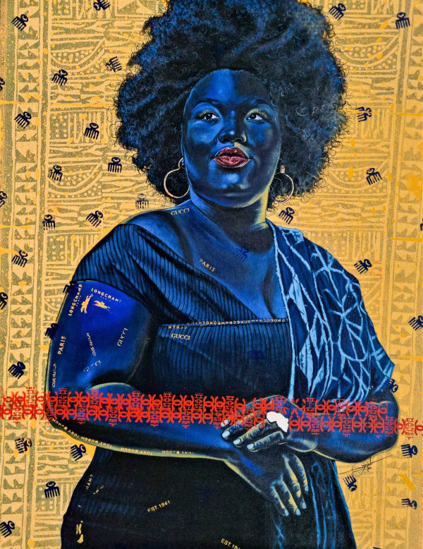 Anjel - Cameroonalisa - 2021 - 139,5cm H x 109cm W - Acrylic and silk screen print on canvas