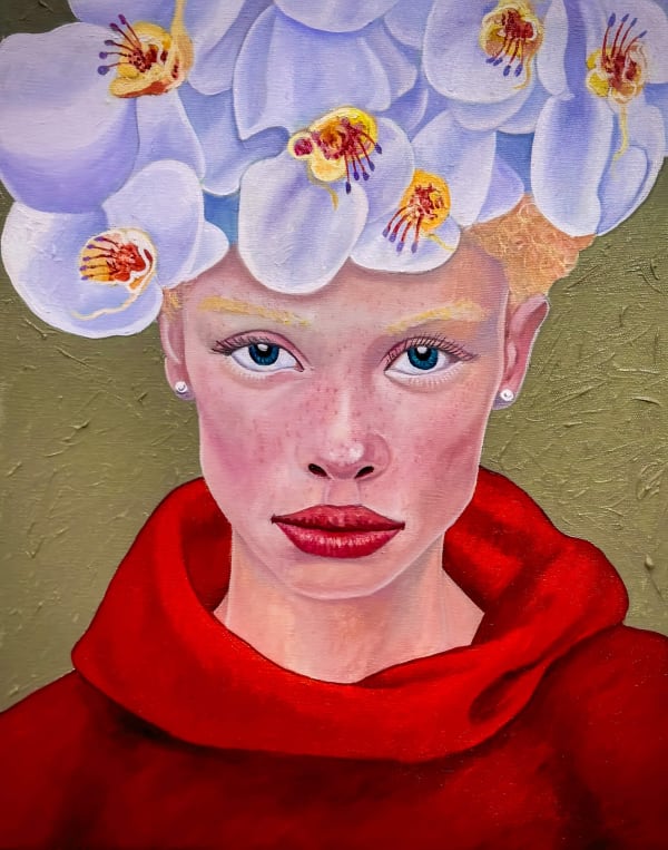Moses Zibor - My Flower Albino - 2025 - 70cm H x 60cm W - Oil on canvas