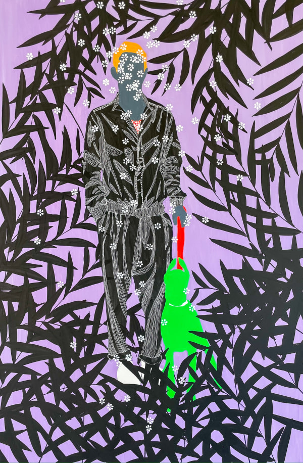 Moustapha Baidi Oumarou - Journée violette - 2021 - 180cm H x 120cm W - Acrylic and ink on canvas