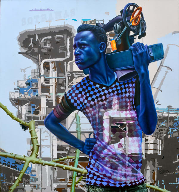 Daniel Onguene - Sotramas - 2021 - 120cm H x 110cm W - Acrylic on canvas