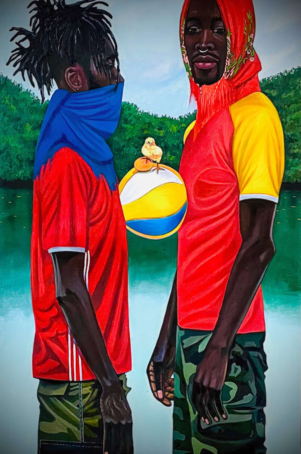 Moses ZIBOR Stay with me, 2023 Oil on canvas 149.5cm H x 100cm W (58 ⁵⁵/₆₄ H x 39 ³/₈ inches)