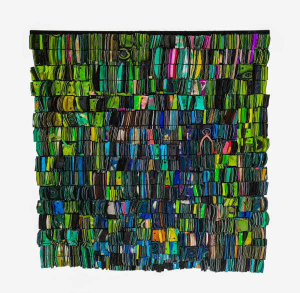 Patrick Tagoe-Turkson - Bredzifuw - 2021 - 124cm H x 119cm W - Found upcycled Flip-flops on suede