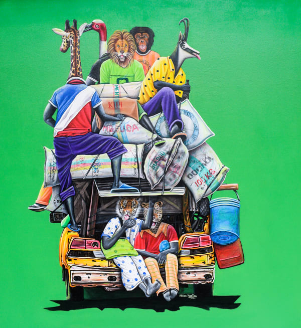 Abdias Ngateu - L'Opep - 2021 - 150cm H x 140cm W - Acrylic on canvas