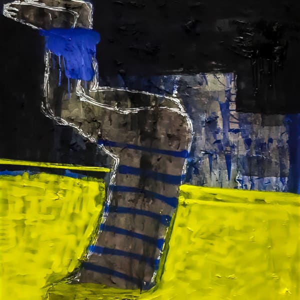 Bob-nosa - Men drowning - 2019 - 120cm H x 107cm W - Acrylic and spray paint on textured canvas