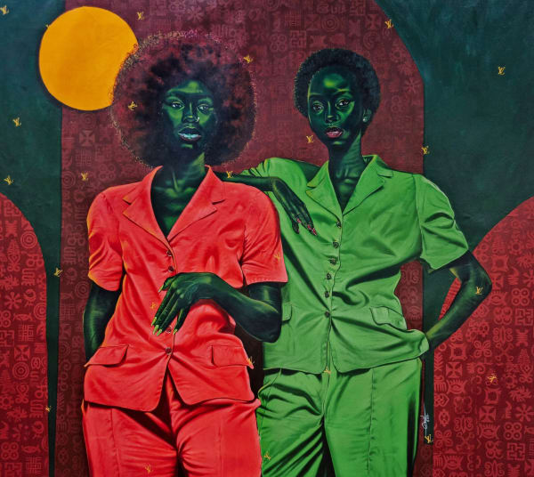 Boris Anje (Anjel) - The Dawn of sisterhood - 2022 - 140cm H x 160cm W - Acrylic and silk screen print on canvas