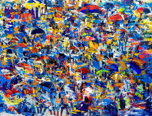 Larry Otoo - Market Bustle - 2017 - 122cm H x 153cm W - Acrylic on canvas