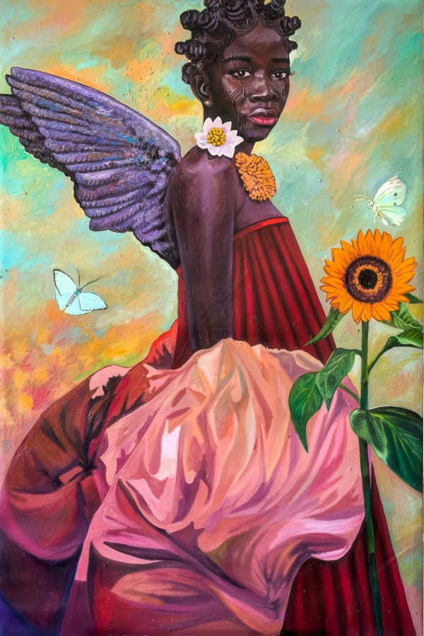 Moses Zibor - Meta Wings - 2024 - 148cm H x 100cm W - Oil on canvas
