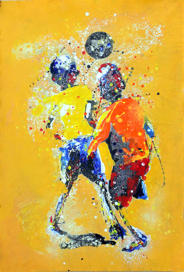 Gnohité - Le duel II - 2020 - 90cm H x 55cm W - Acrylic and natural pigments on canvas