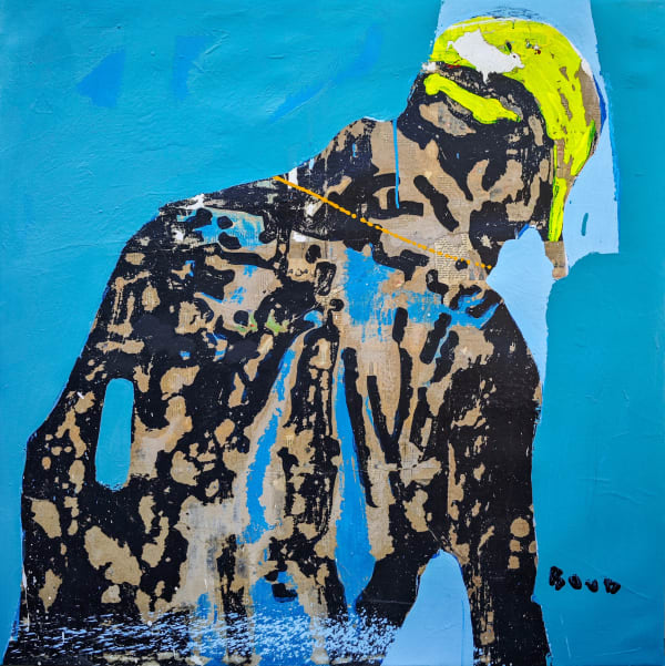 Armand Boua - Maître Maçon II - 2024 - 109cm x 109cm - Mixed media on canvas