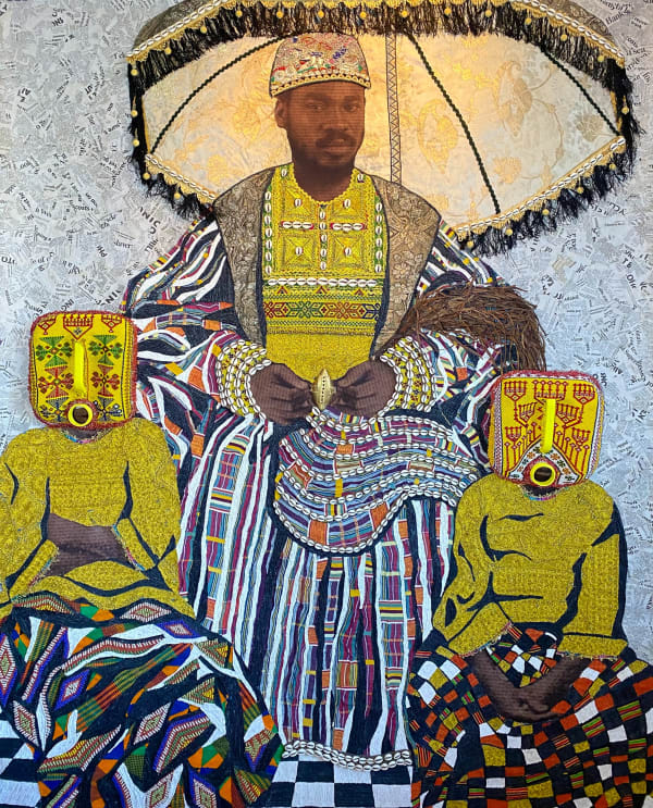 Marion Boehm Serge Attukwei Clottey, 2020 Mixed media collage on paper 212cm H x 166cm W (83 1/2 H × 65 2/5 W inches)