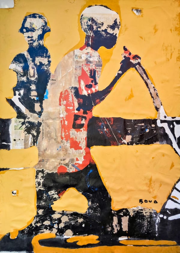 Armand Boua - Manawa II - 2024 - 207cm H x 150cm W - Mixed media on canvas
